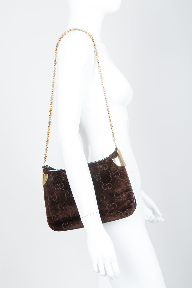 Gucci Monogram Pochette Shoulder Bag Brown