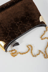 Vintage Gucci Brown Chenille Monogram Shoulder Bag overhead at Recess Los Angeles