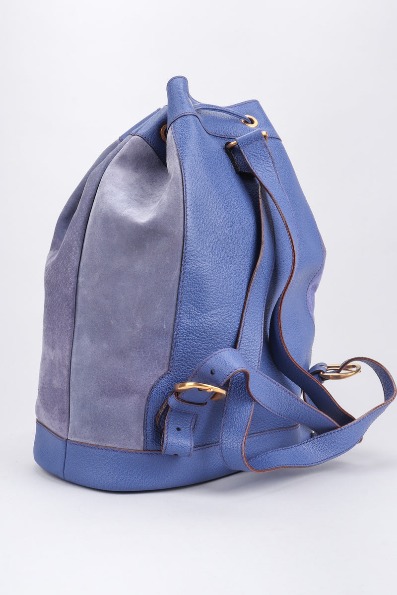 Recess Los Angeles Vintage Gucci Periwinkle Suede Bamboo Bucket Backpack