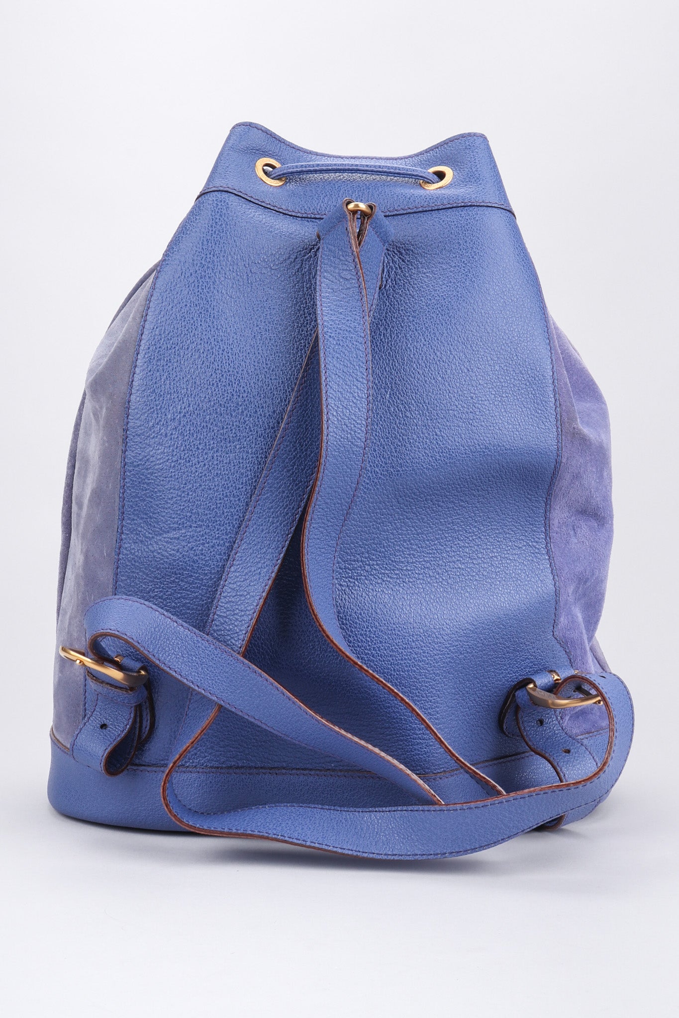 Recess Los Angeles Vintage Gucci Periwinkle Suede Bamboo Bucket Backpack