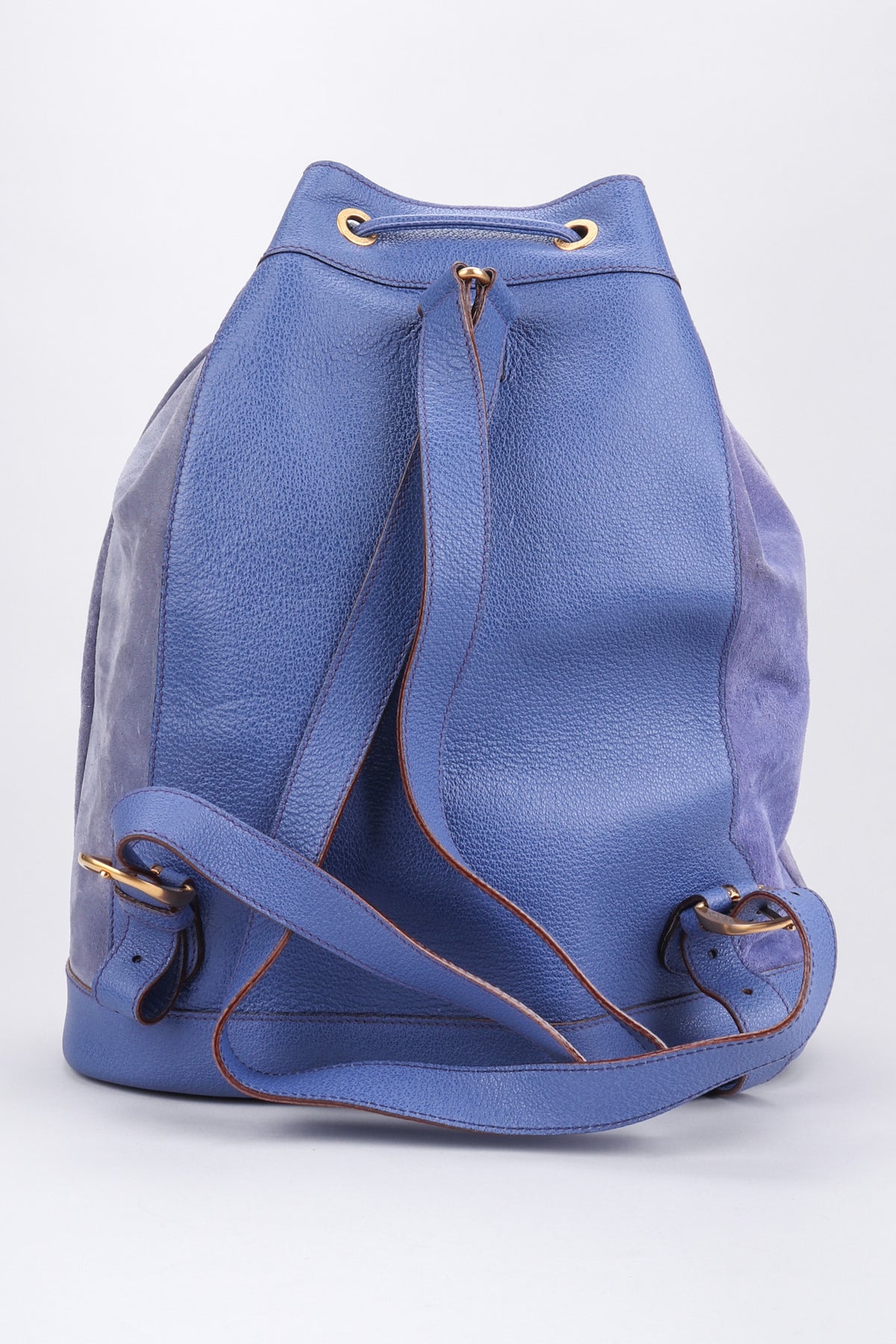 Vintage Gucci Periwinkle Suede Bamboo Bucket Backpack – Recess