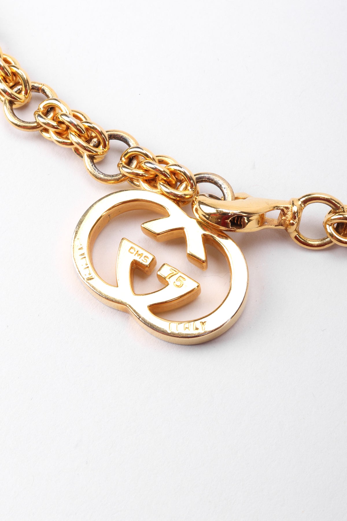 Vintage Gucci Gold Interlocking GG Logo Chain Belt Recess