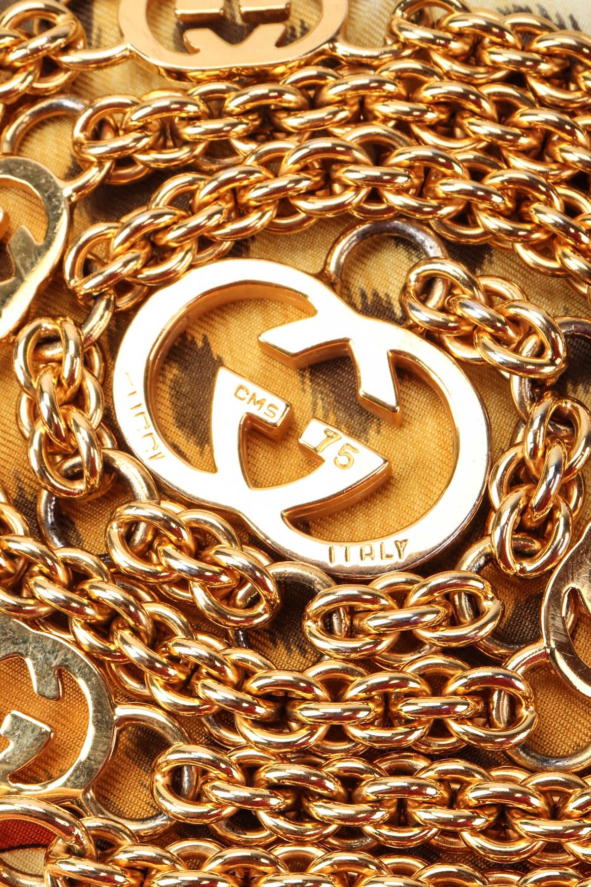 Vintage Gucci Gold Interlocking GG Logo Chain Belt Recess