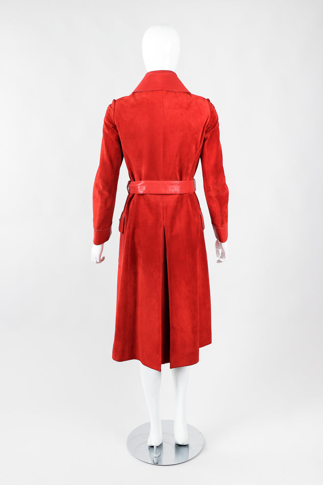 Vintage Gucci 1970s Suede Dionysus Trench Coat on Mannequin Back at Recess Los Angeles