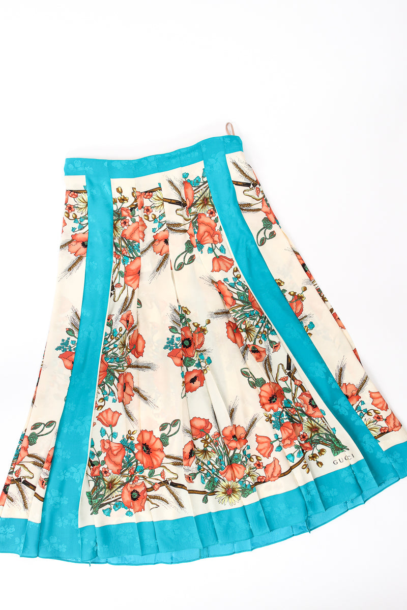 Gucci 2019 Resort Look 34 Silk Poppy Printed Scarf Skirt flat at Recess LA