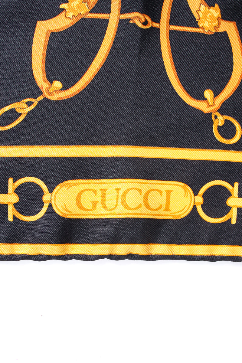 Vintage Gucci Baroque Bridle & Horsebit Silk Scarf detail at Recess Los Angeles