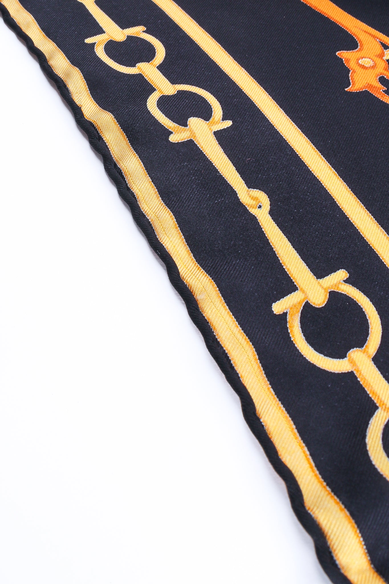 Vintage Gucci Baroque Bridle & Horsebit Silk Scarf rolled hem at Recess Los Angeles