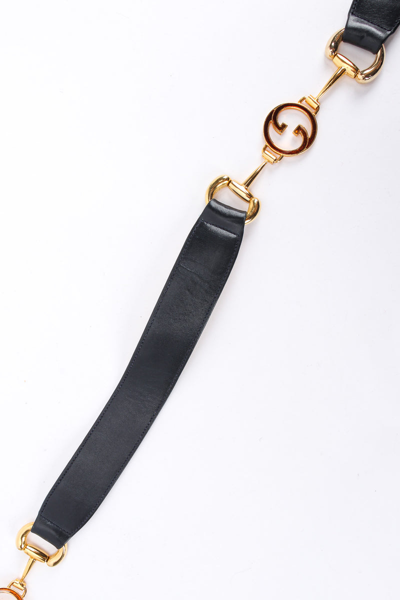 Vintage Gucci Enamel Horsebit Leather Belt leather/horse bit link close @ Recess LA