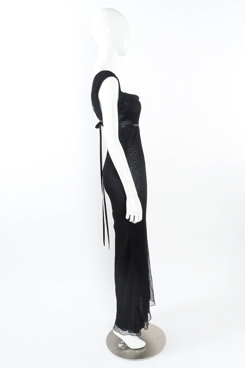 Vintage Gucci Ribbon Mesh Maxi Dress on mannequin side @ Recess LA