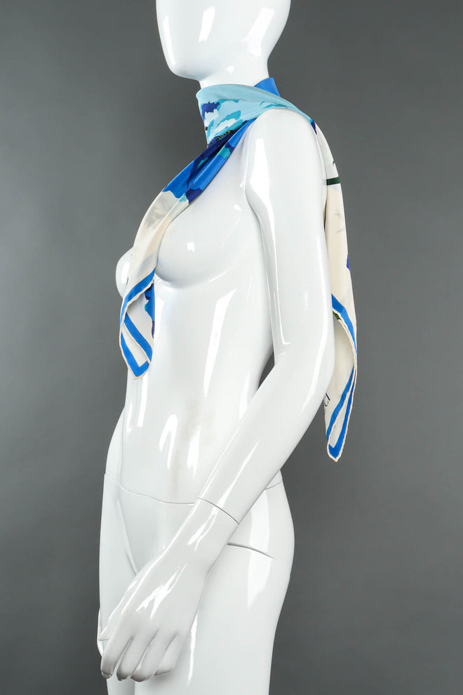 Vintage Gucci Silk Carnation Floral Scarf mannequin angle @ Recess Los Angeles