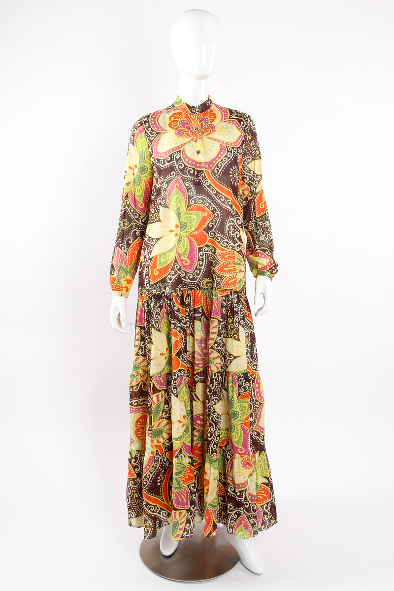 Gucci PreFall 2019 Floral Print Maxi Peasant Dress on Mannequin unbelt at Recess Los Angeles