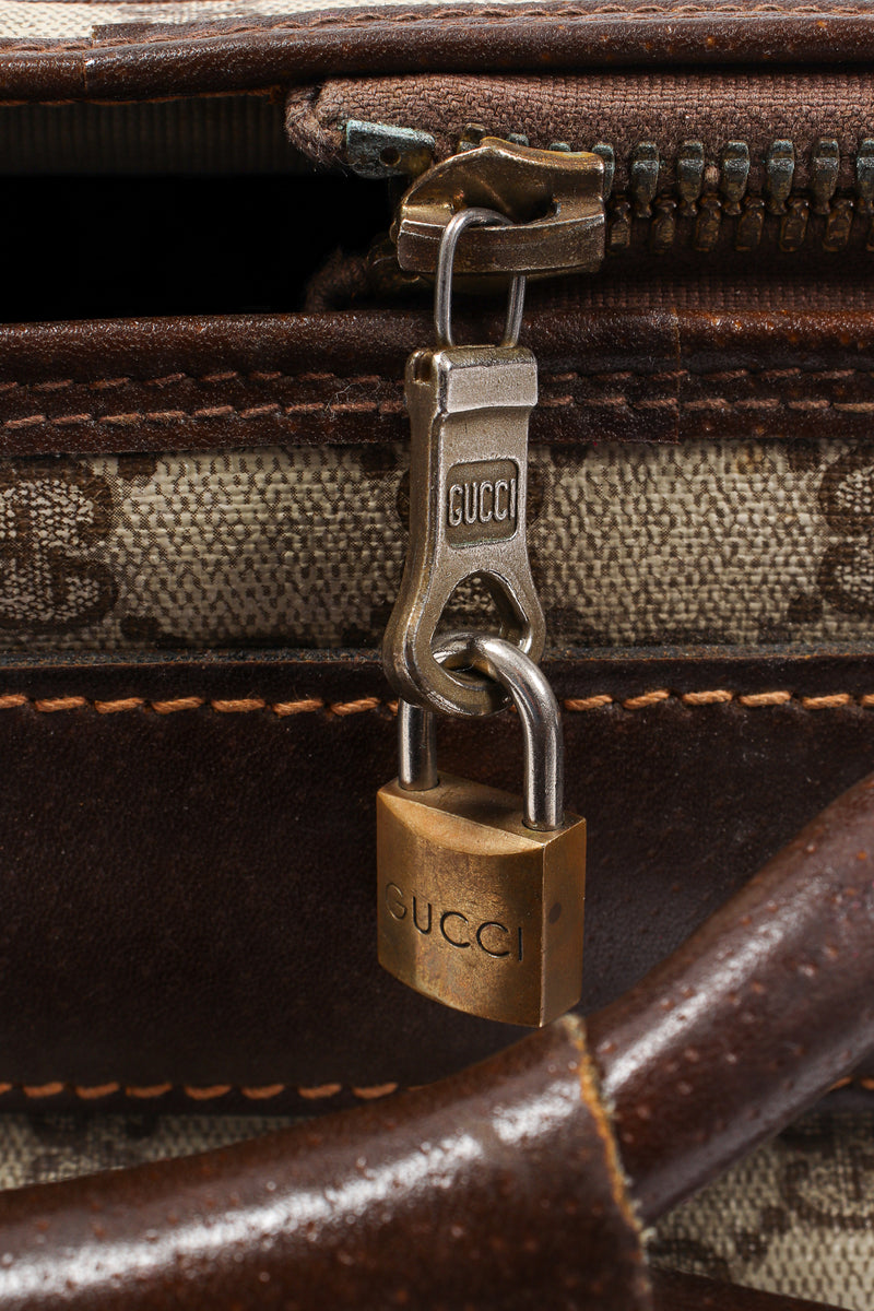Vintage Gucci Monogram Stripe Suitcase zipper pull lock at Recess Los Angeles