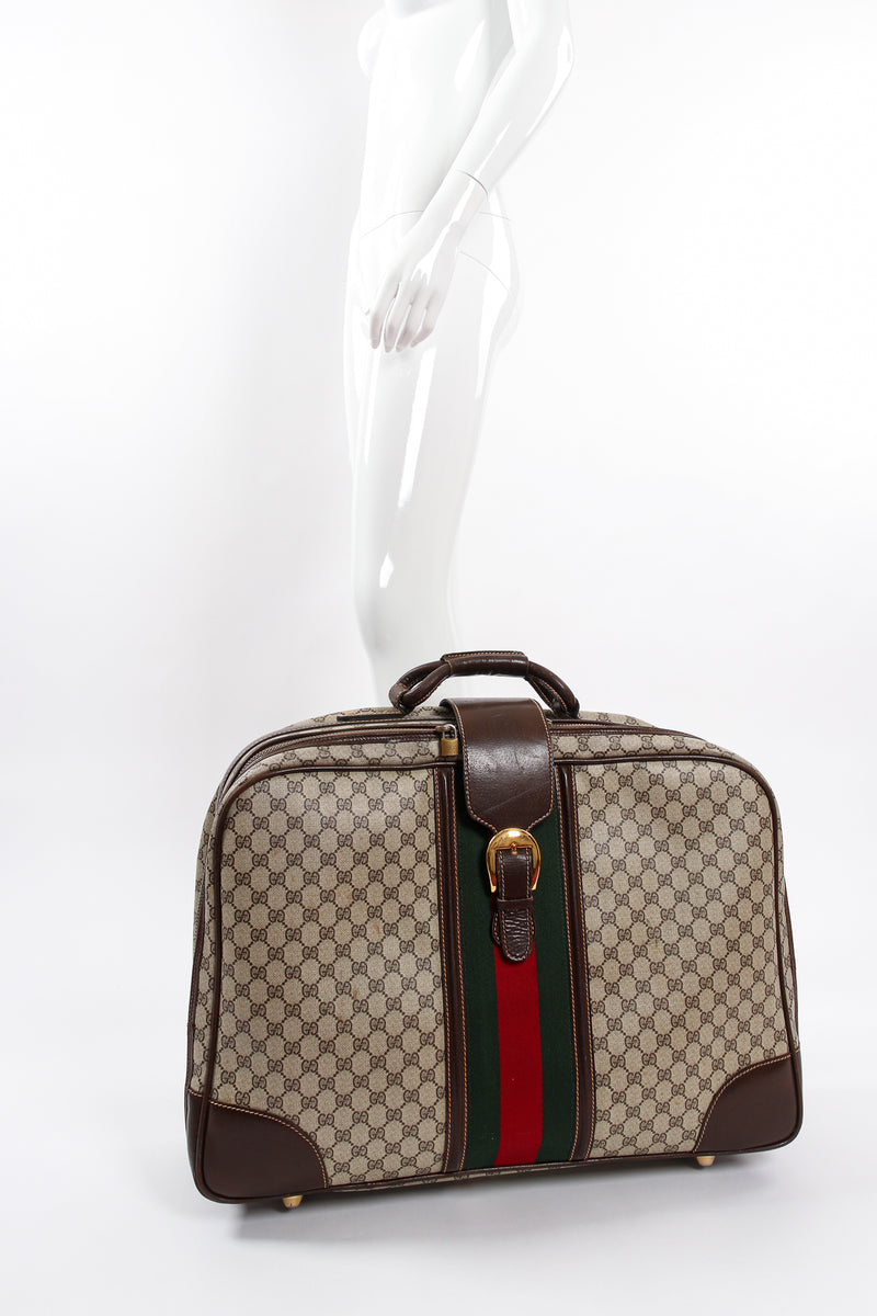 Vintage Gucci Monogram Stripe Suitcase with mannequin at Recess Los Angeles