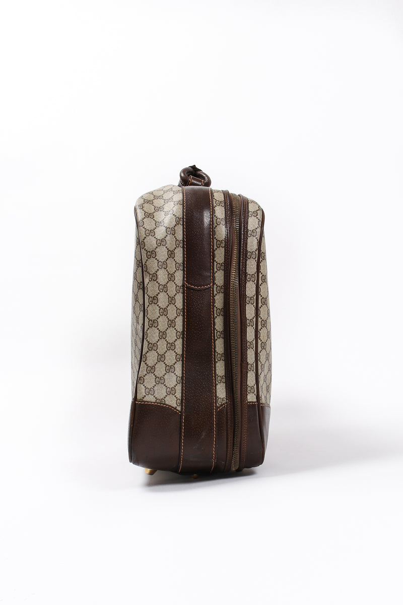 Gucci Vintage Brown Monogram Canvas Satchel Handbag with Stripes