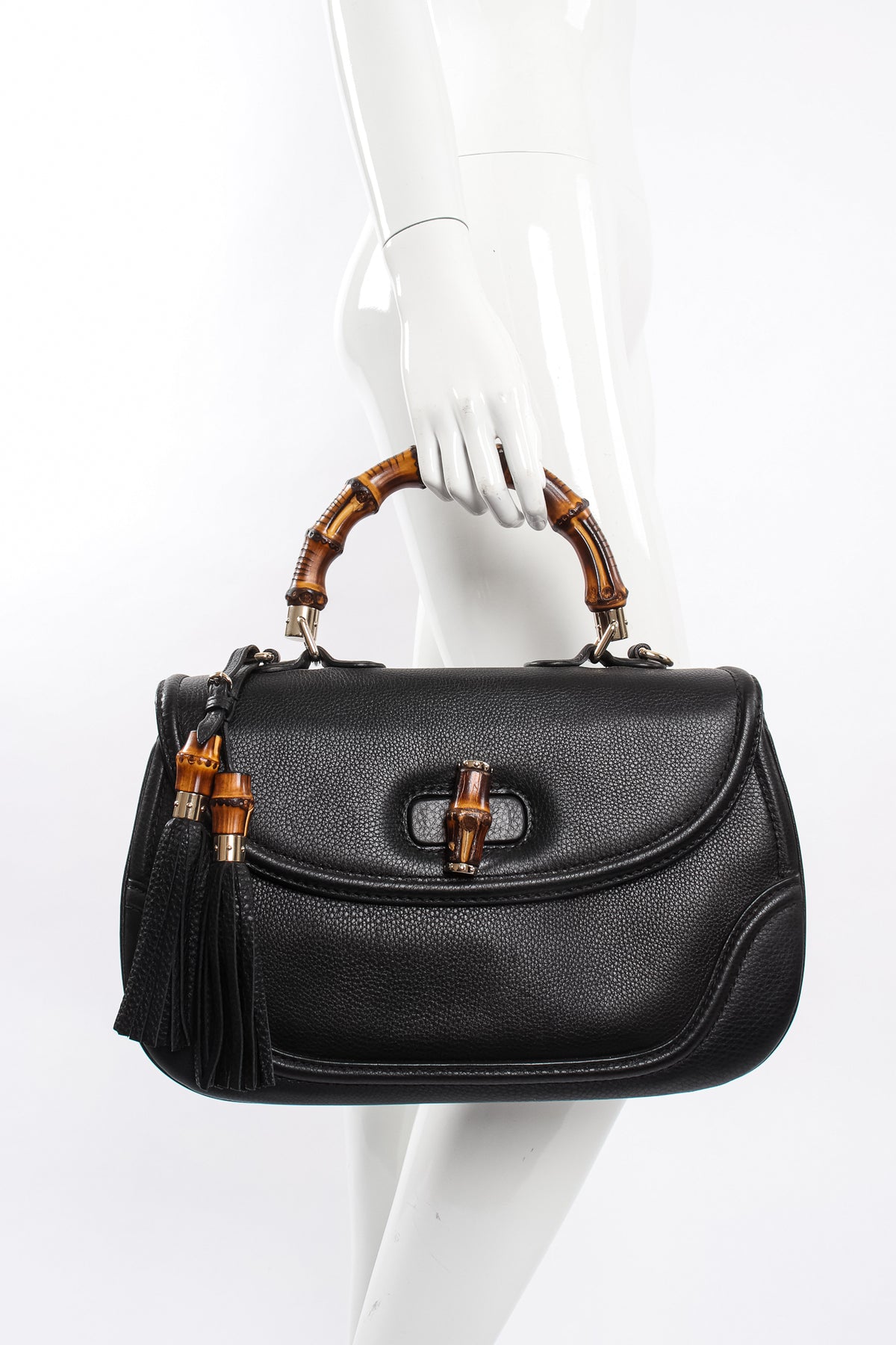 バッグ GUCCI BAMBOO HANDLE LEATHER HAND BAG Guccibrownleather-