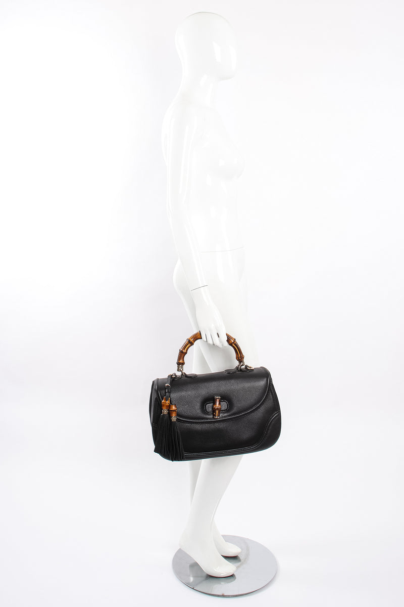 Gucci Vintage Bamboo Top Handle Handbag in Black