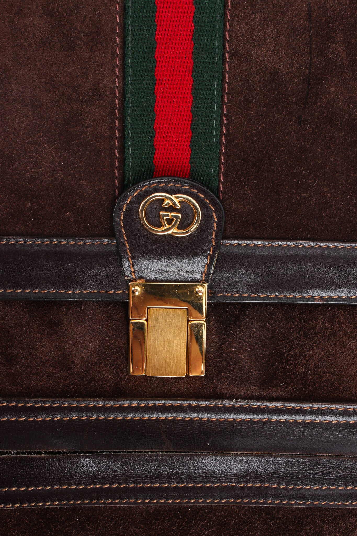 Vintage Gucci 1970s Suede Leather Shoulder Satchel signed clasp  @ Recess LA