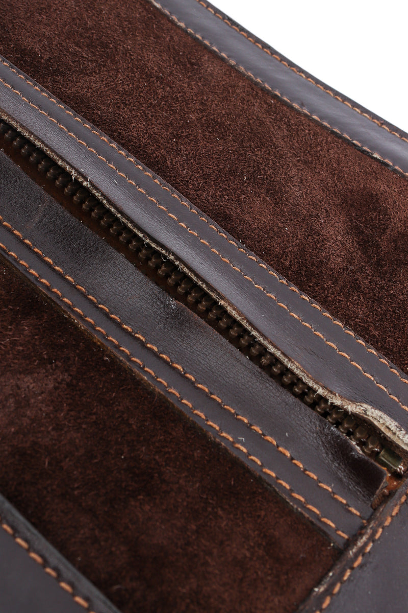 Vintage Gucci 1970s Suede Leather Shoulder Satchel leather/suede close @ Recess LA