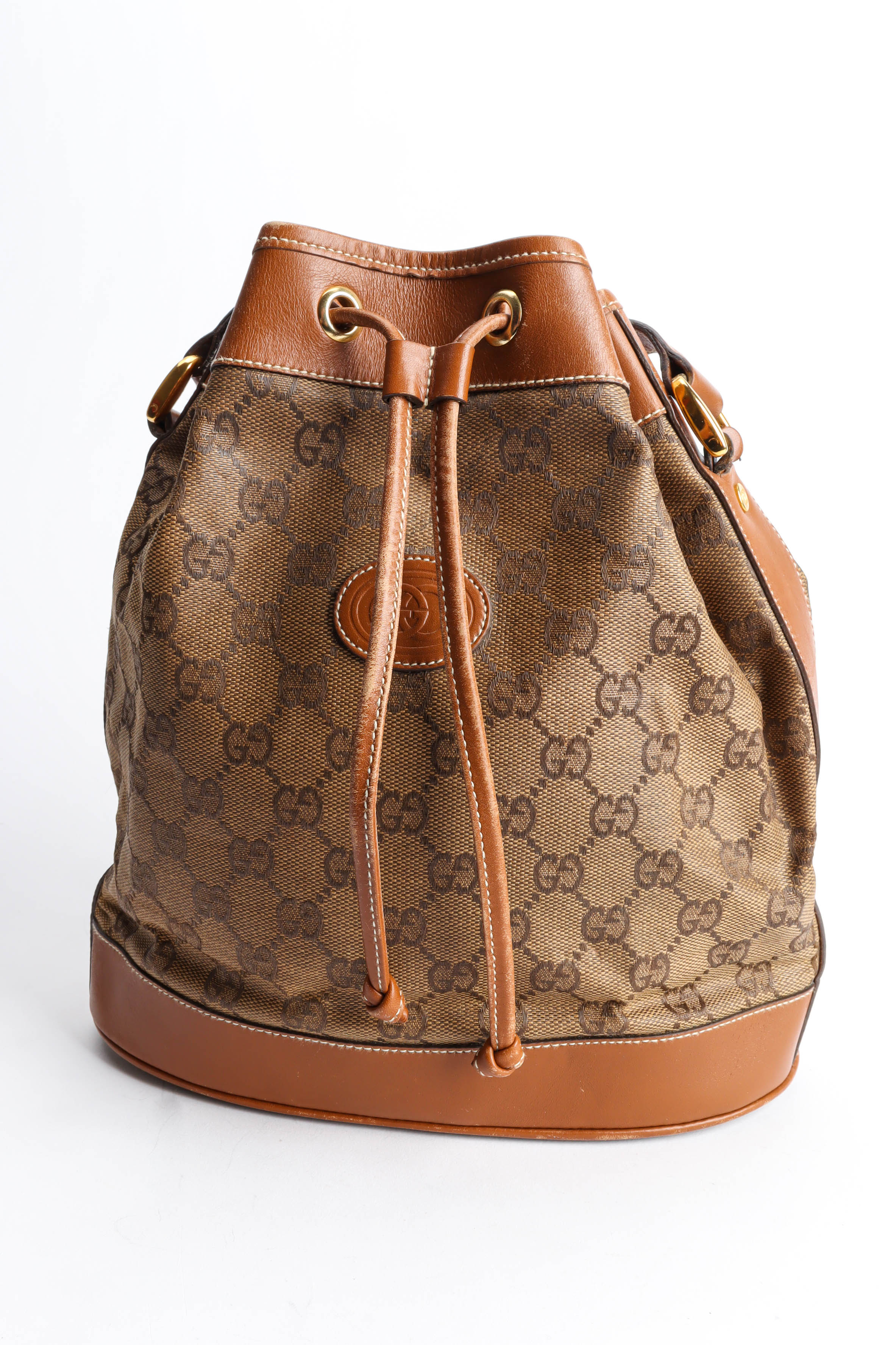 Vintage Gucci GG Monogram Bucket Bag front @ Recess LA