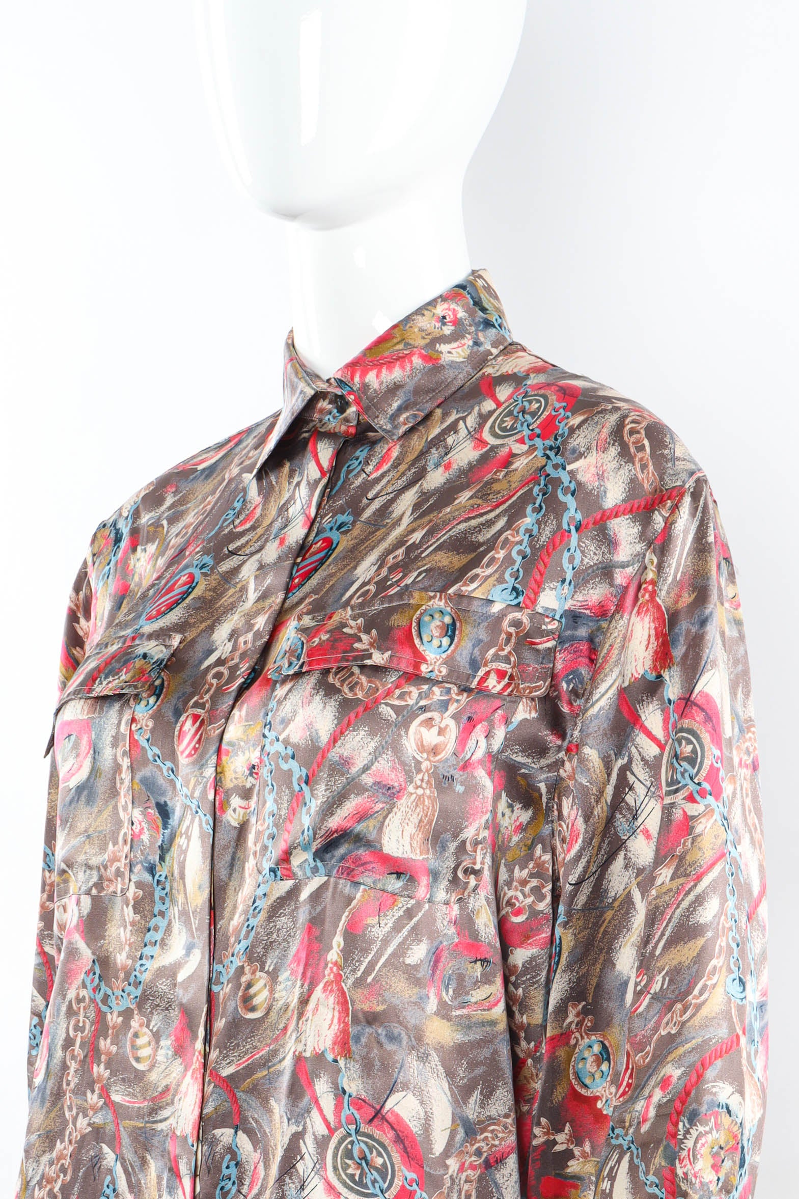 Vintage Gucci Abstract Chains & Strokes Blouse close up @ Recess Los Angeles