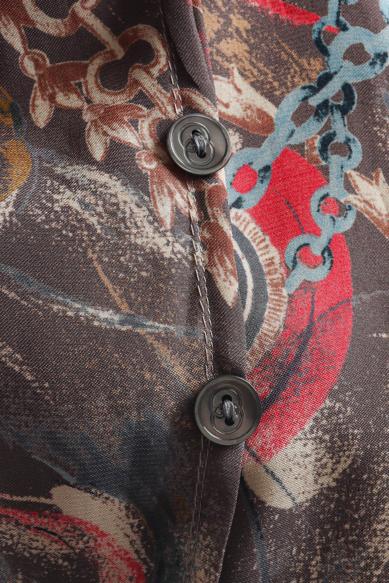 Vintage Gucci Abstract Chains & Strokes Blouse buttons @ Recess Los Angeles