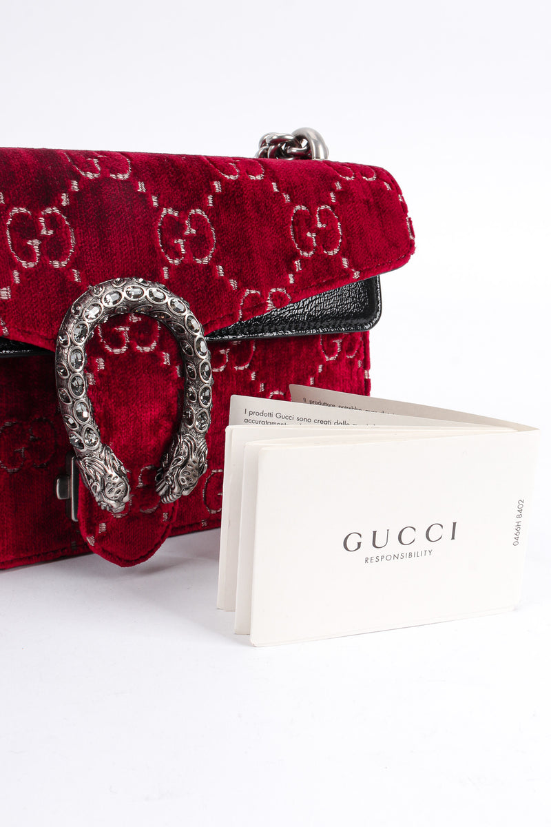 Gucci Dionysus Small burgundy velvet patent leather Swarovski lock bag.