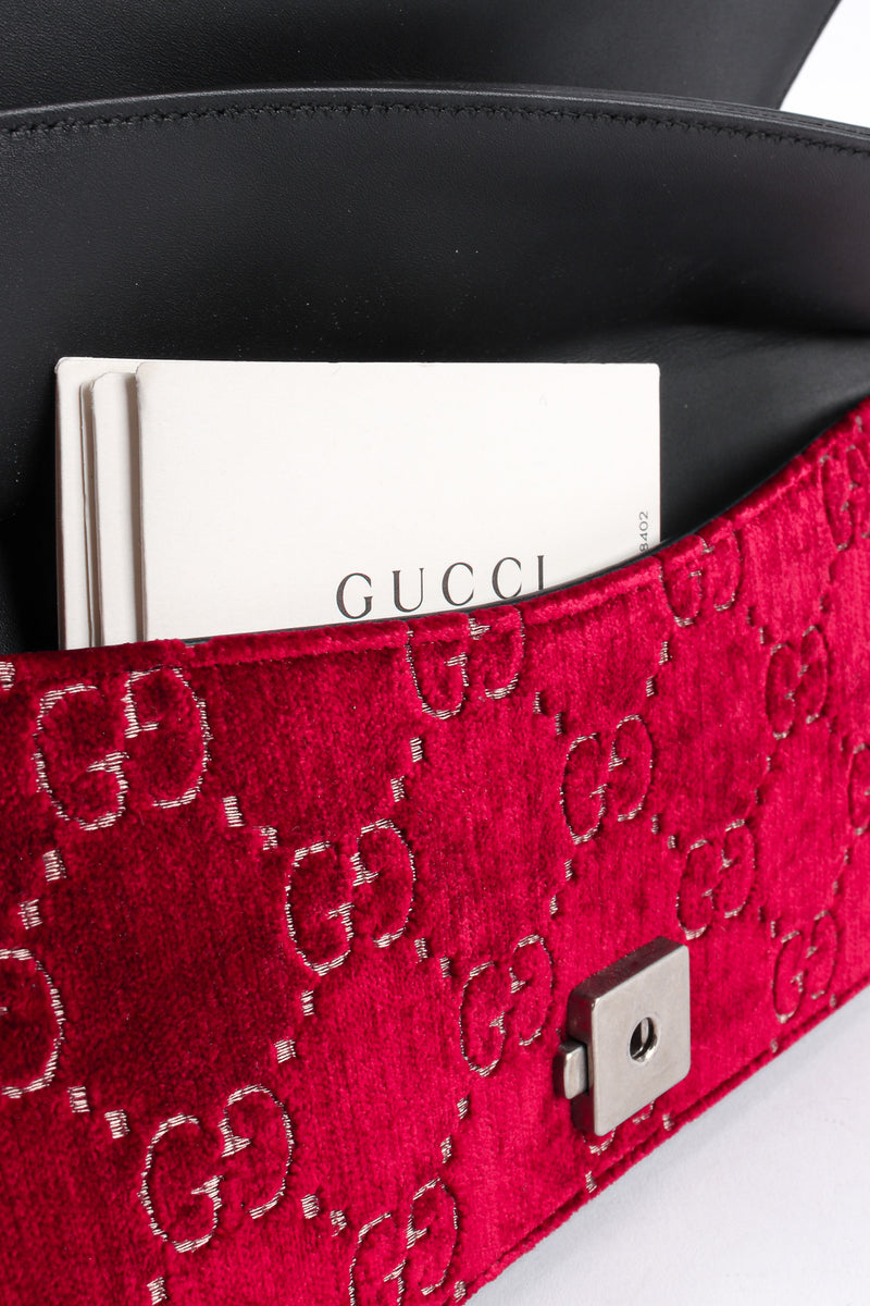 Gucci 2018 Dionysus Monogram Velvet Bag exterior slip pocket @ Recess LA