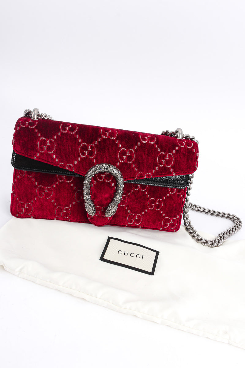 Gucci Dionysus GG Signature Small Handbag Red Velvet Black Patent