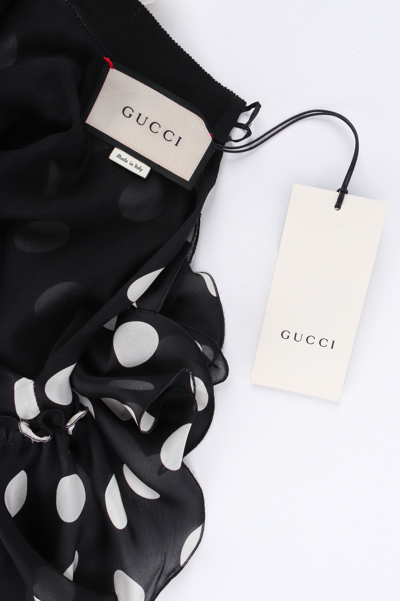 Gucci 2017 Resort Ruffle Polka Dot Silk Gown tags @ Recess LA