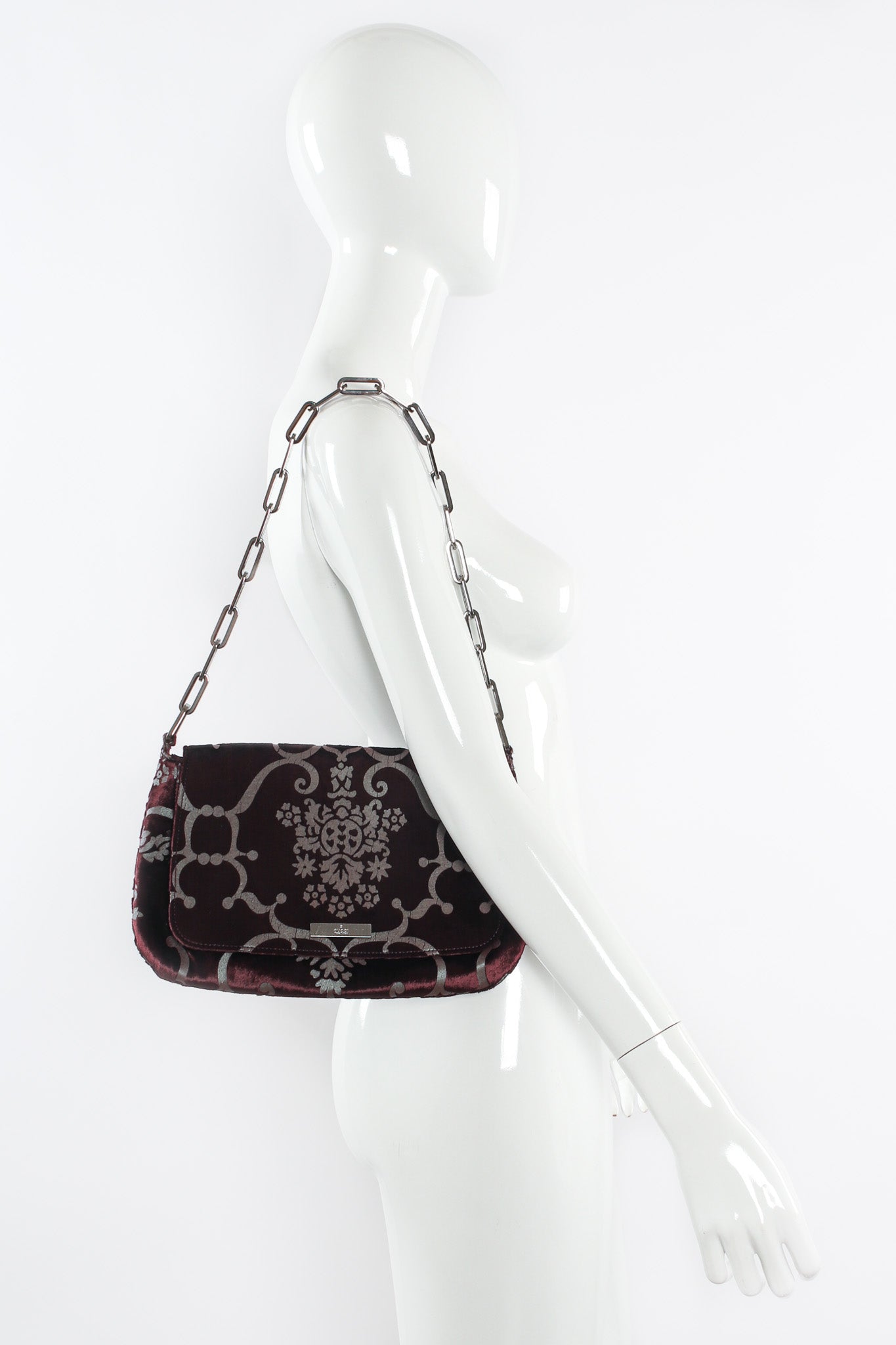 Vintage Gucci 2000 S/S Damask Fleur Shoulder Bag on mannequin @ Recess Los Angeles