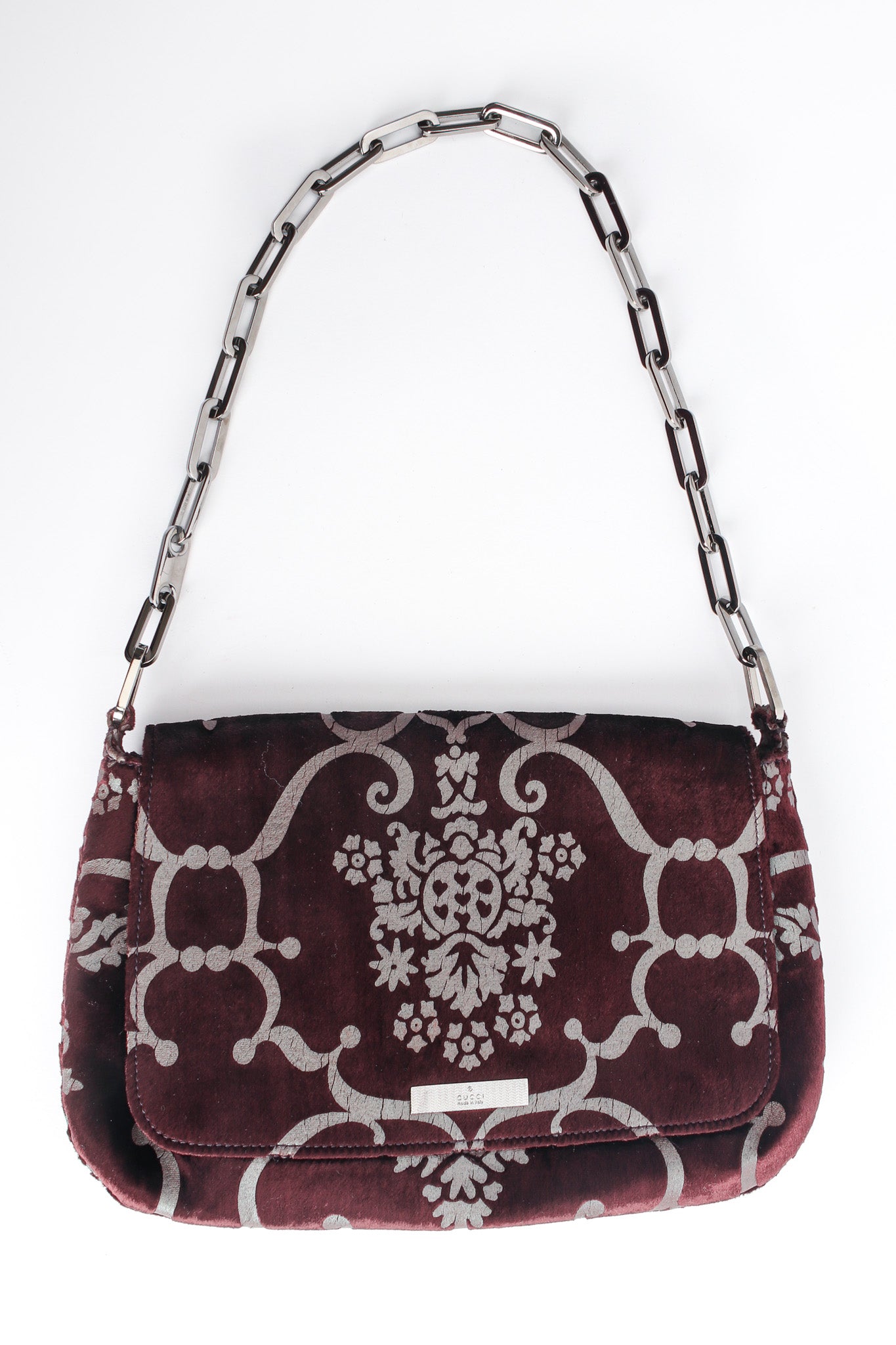 Vintage Gucci 2000 S/S Damask Fleur Shoulder Bag front @ Recess Los Angeles