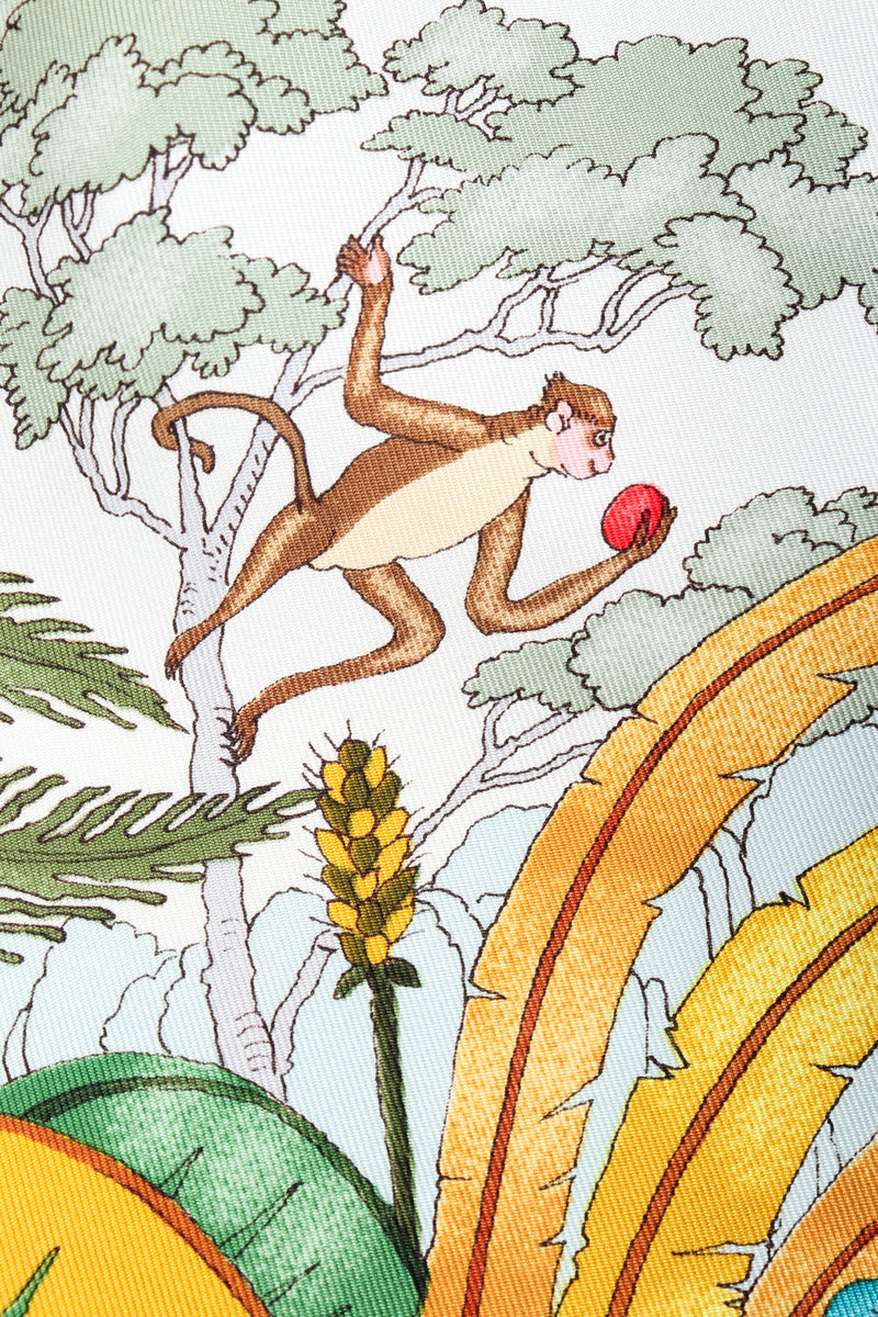 Vintage Gucci deadstock Vittorio Accornero The Jungle Scarf monkey print detail at Recess Los Angeles
