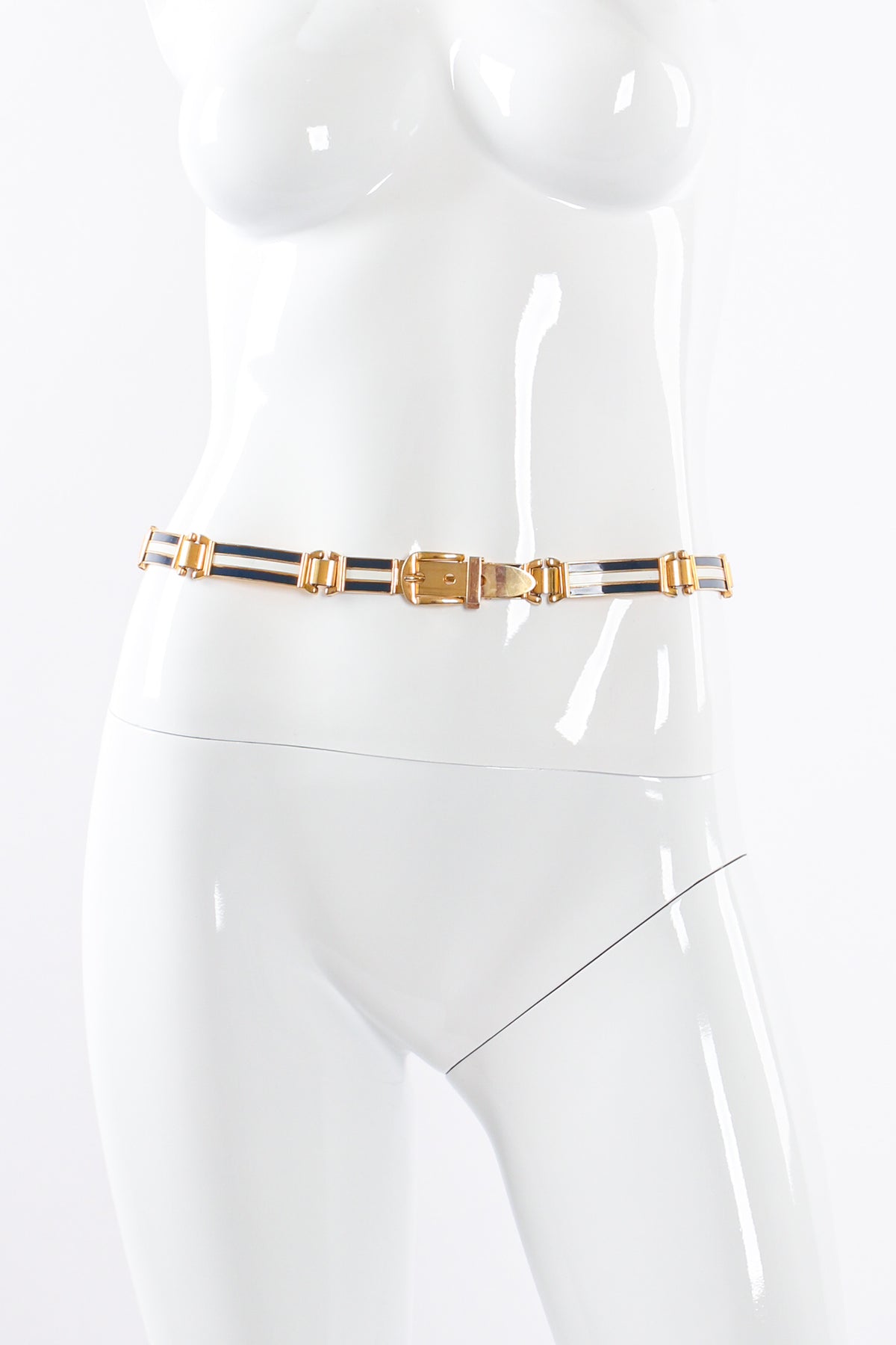 Vintage Gucci Striped Enamel Metal Belt – Recess Vintage Gucci Striped Enamel Metal Belt – Recess