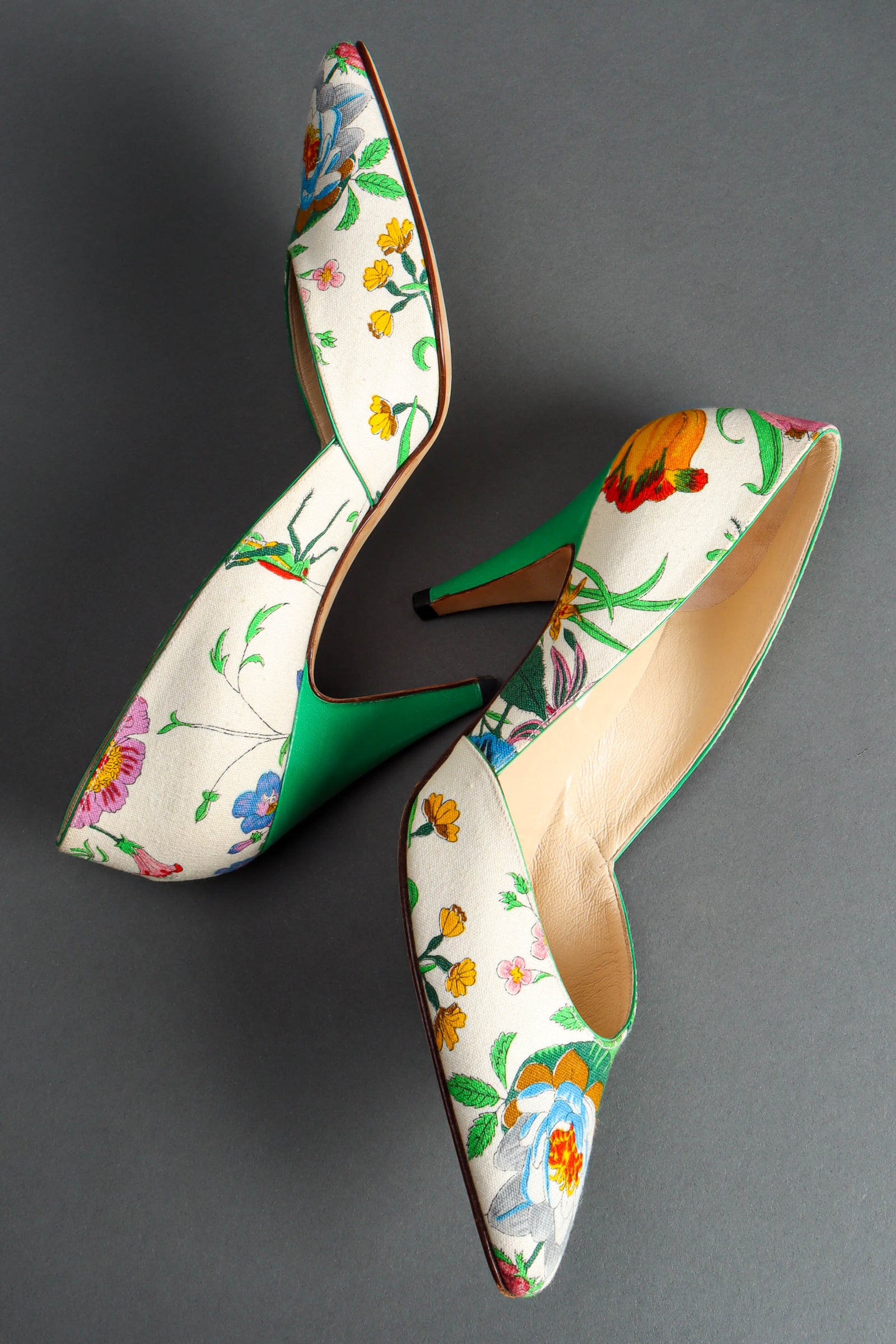 1980 Vintage Gucci Green Botanical Floral Heels – Recess