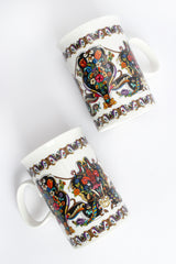 Vintage Gucci Gilded Floral Signed Mugs (Set of 2) flat front @ Recess LA