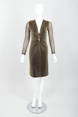 Vintage Gucci Tom Ford A/W 2000 Gold Lamé Dionysus Dress on Mannequin front at Recess LA