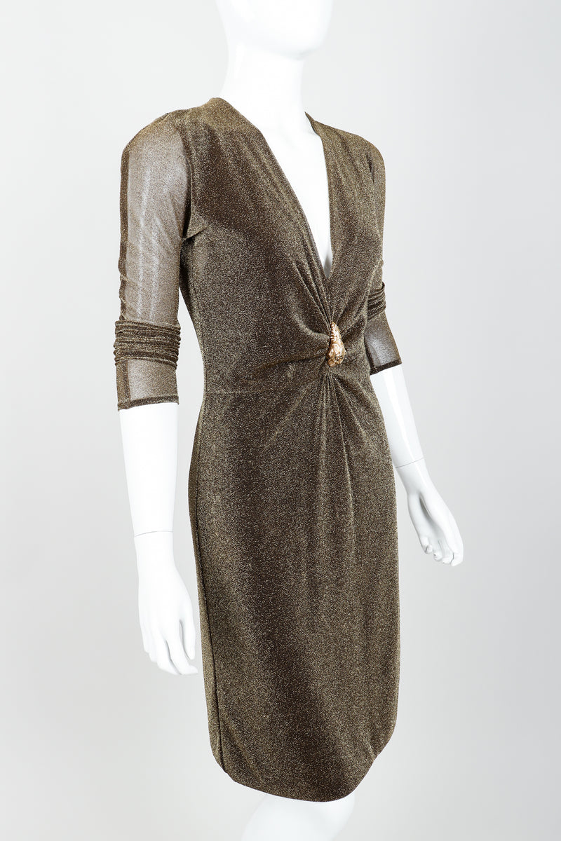 Vintage Gucci Tom Ford A/W 2000 Runway Gold Dionysus Plunge Dress Recess Vintage Gucci Tom Ford A/W 2000 Runway Gold Dionysus Plunge Dress Recess