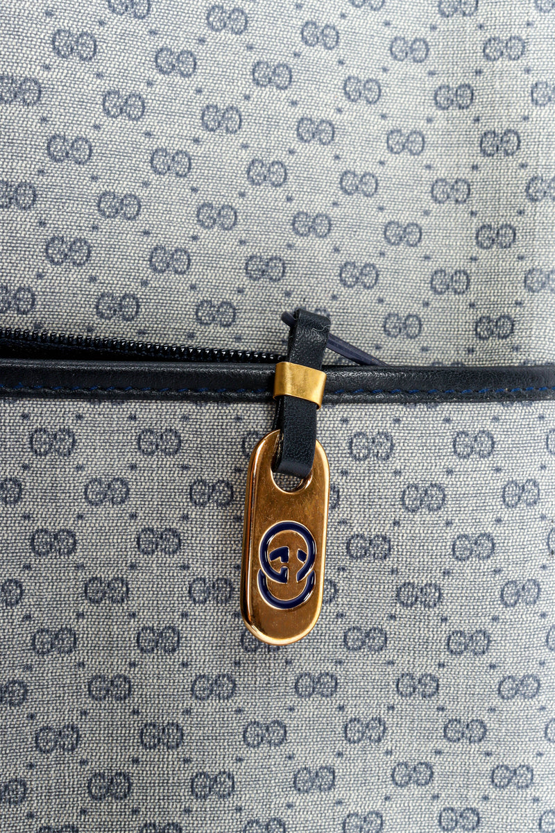 Large True Vintage 1980s Blue Gucci GG Rare Monogram Tote Bag