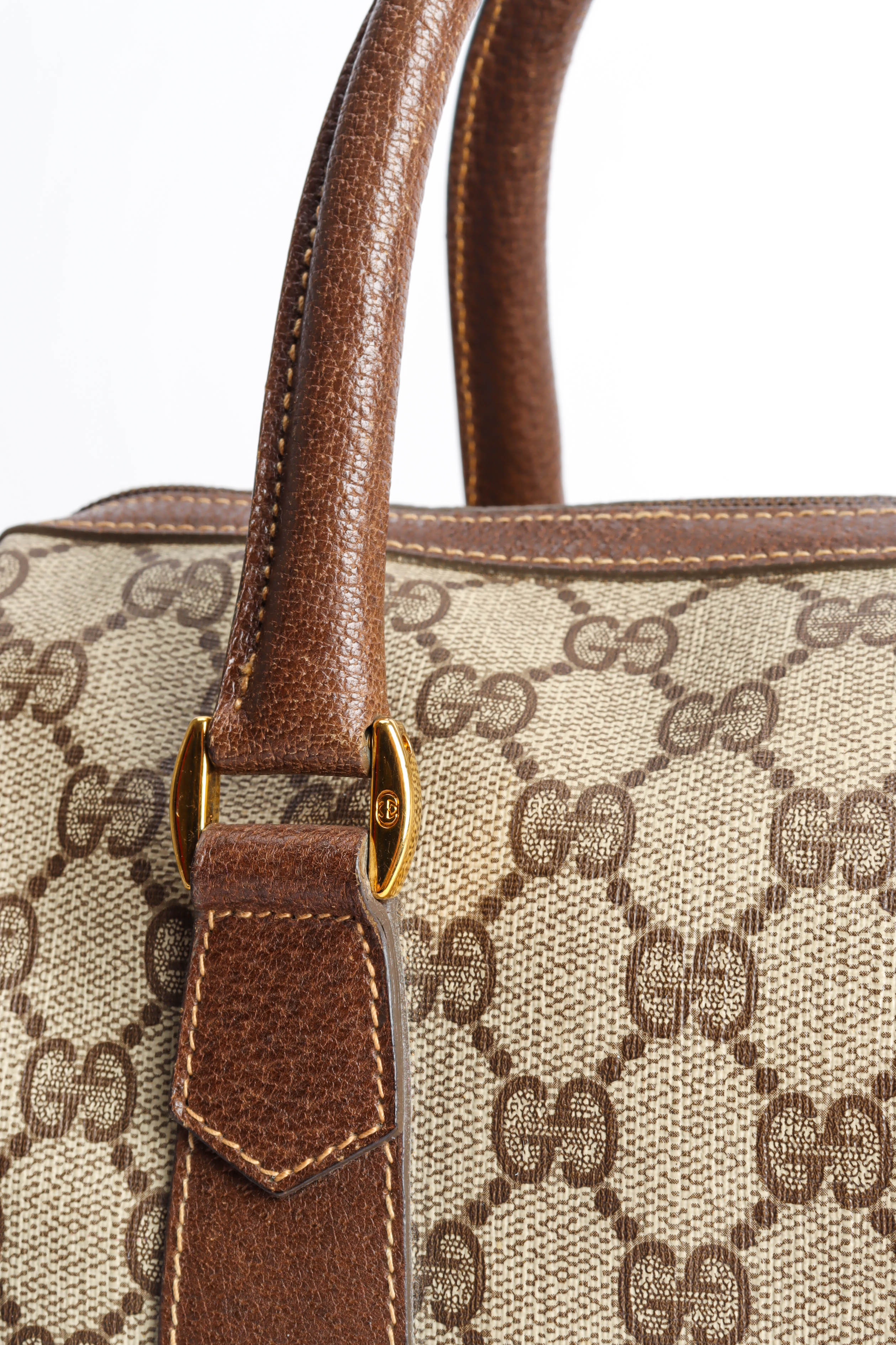 Vintage Gucci GG Monogram Mini Duffle Bag handles @ Recess LA