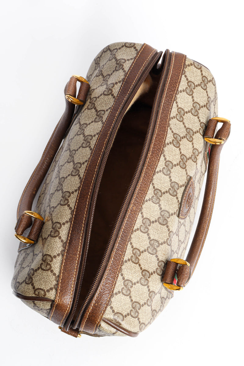 Vintage Authentic Gucci GG Monogram Boston Brown Speedy Handbag + Gucci  Dustbag