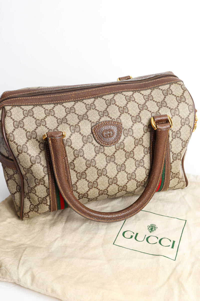 Vintage Gucci GG Monogram Mini Duffle Bag flat with dust bag  @ Recess LA