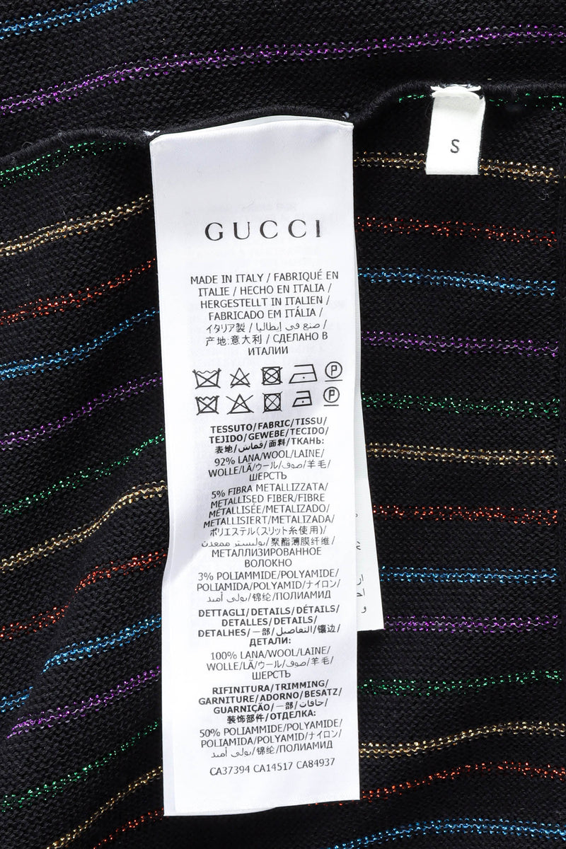2020 Gucci Horsebit Metallic Stripe Knit Dress care/size tag @ Recess Los Angeles