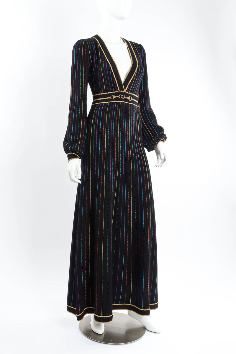 2020 Gucci Horsebit Metallic Stripe Knit Dress mannequin angle @ Recess Los Angeles