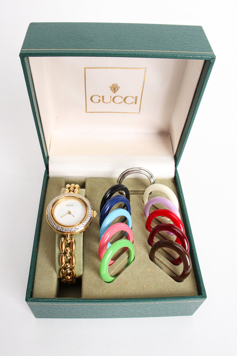 Vintage Gucci 12 Bezel Bracelet Watch Boxed Set at Recess Los Angeles