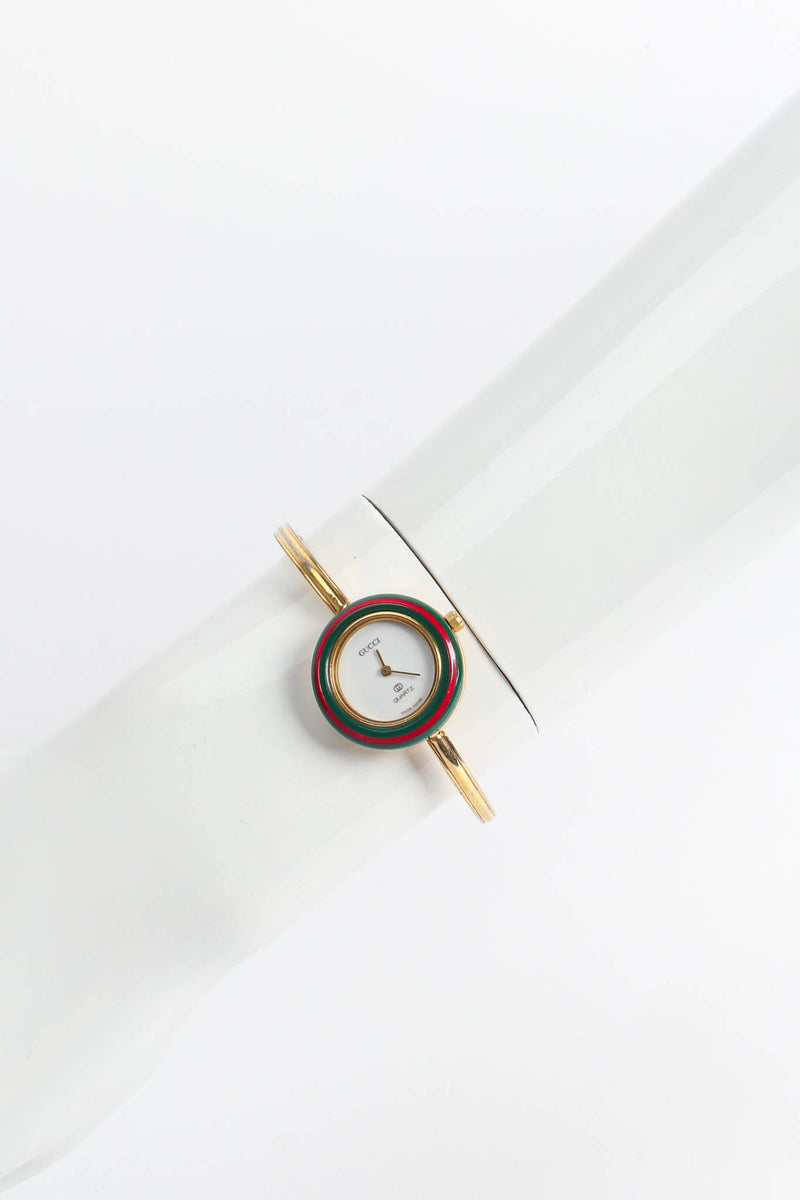 Vintage Gucci 17 Bezel Bracelet Watch Set on mannequin wrist @ Recess Los Angeles