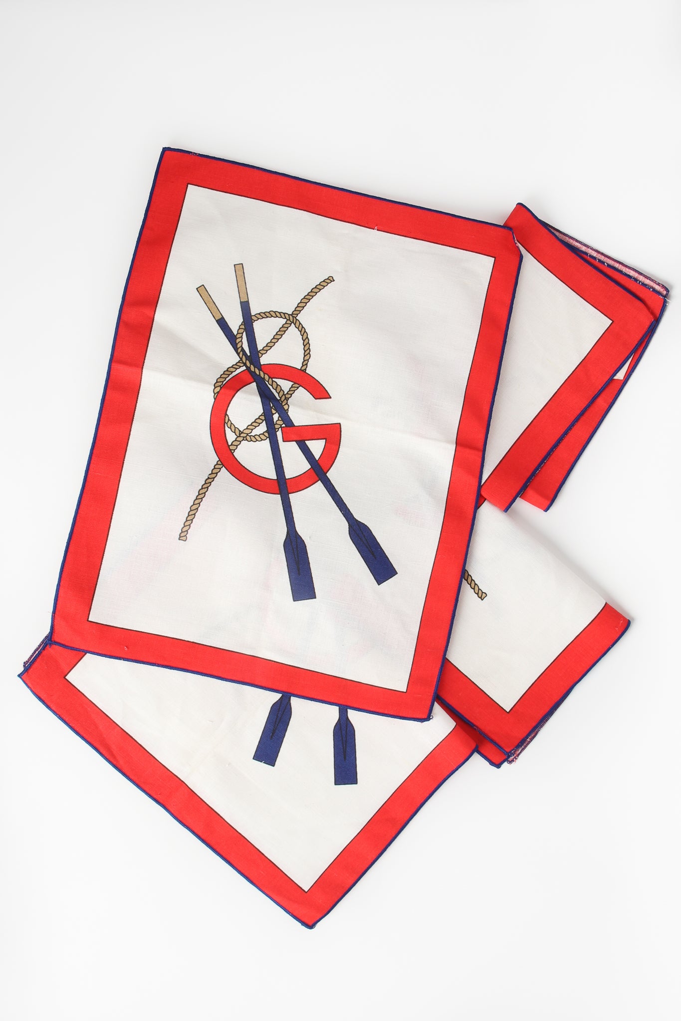 Vintage Gucci Linen Nautical Tablecloth Placemat Napkin Set 4 placemats at Recess Los Angeles