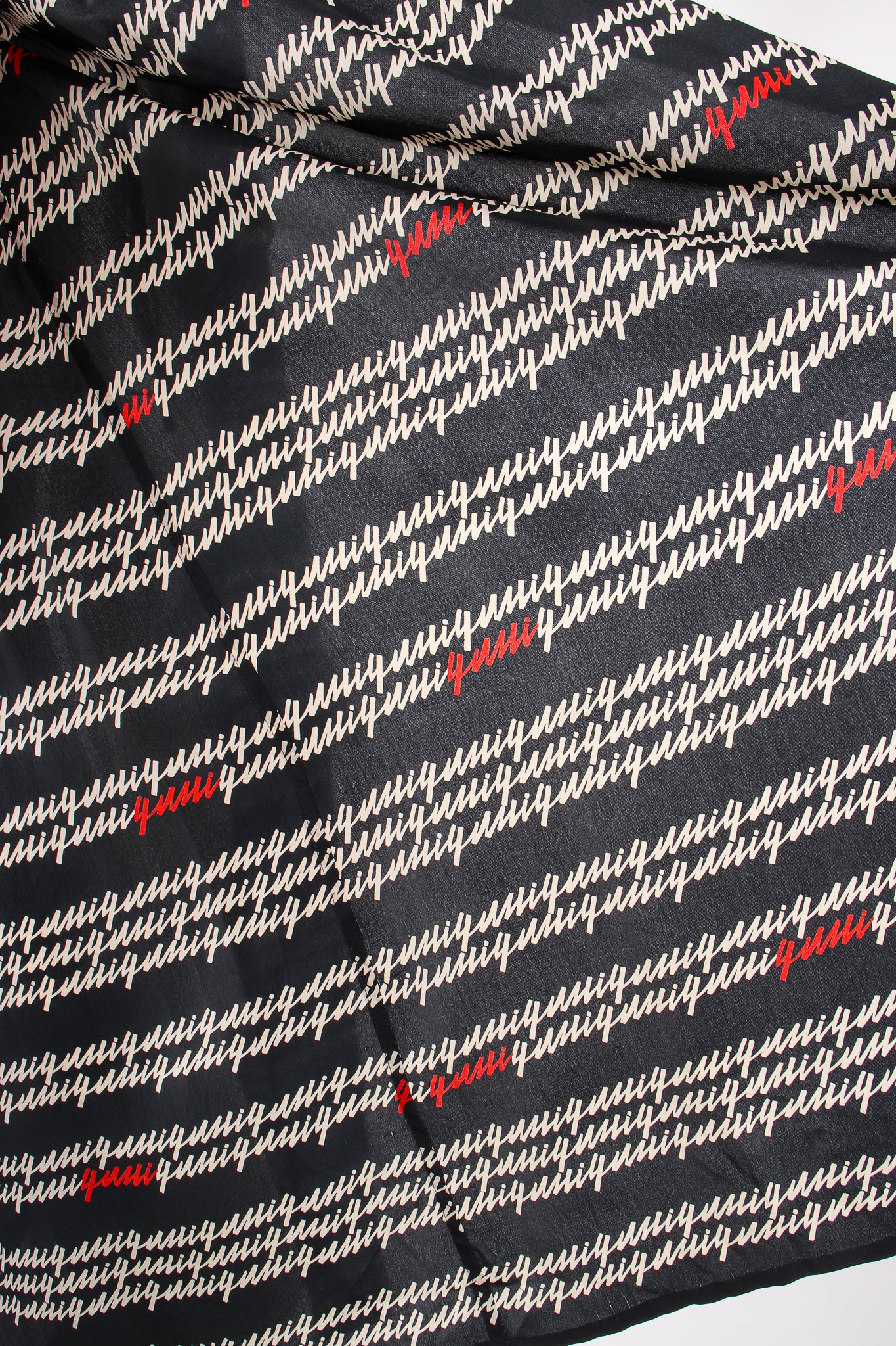 Vintage Gucci Script Logo Print Silk Duster Robe fabric at Recess Los Angeles