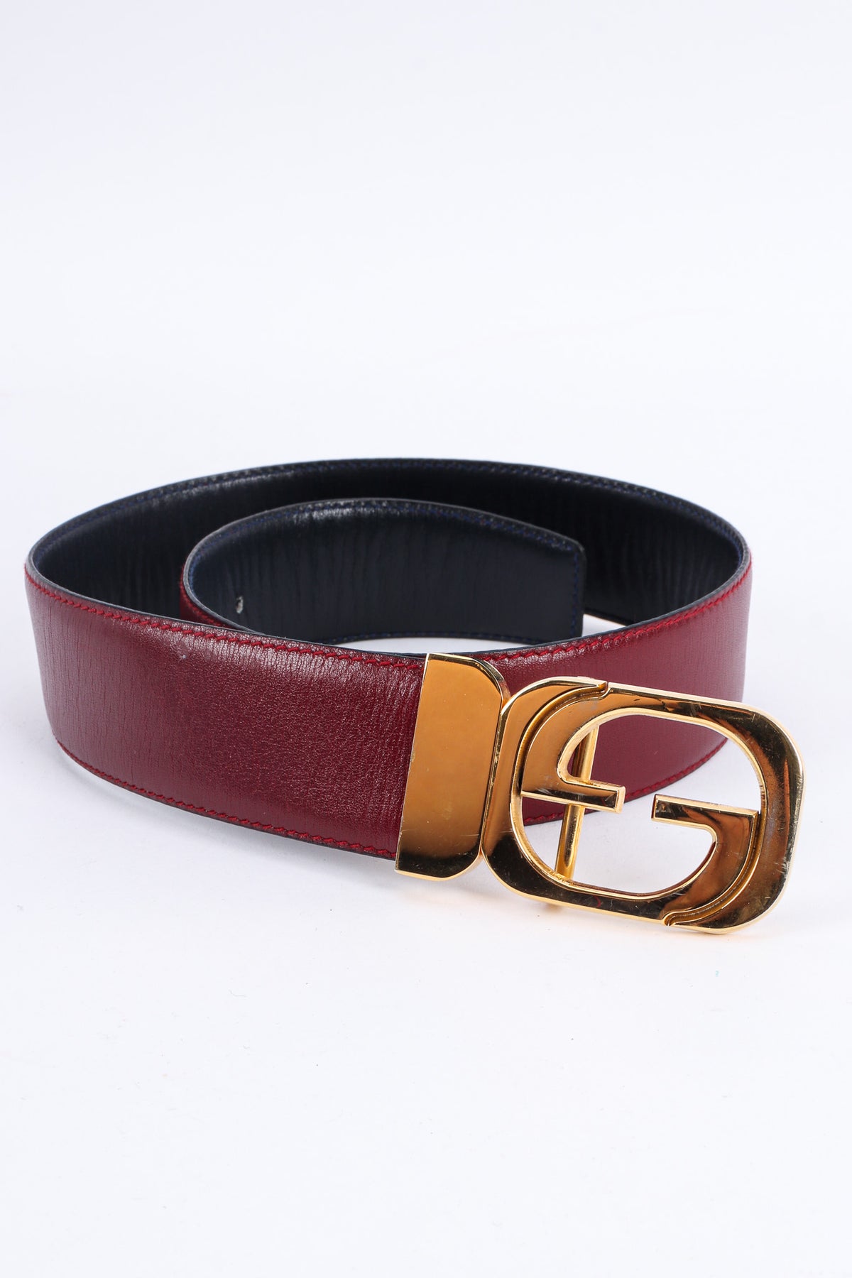 Gucci vintage skin belt 36 gorgeous burgundy Vintage Gucci Red Belt, Gunmetal, Burgundy, Monogram Gg main image 2