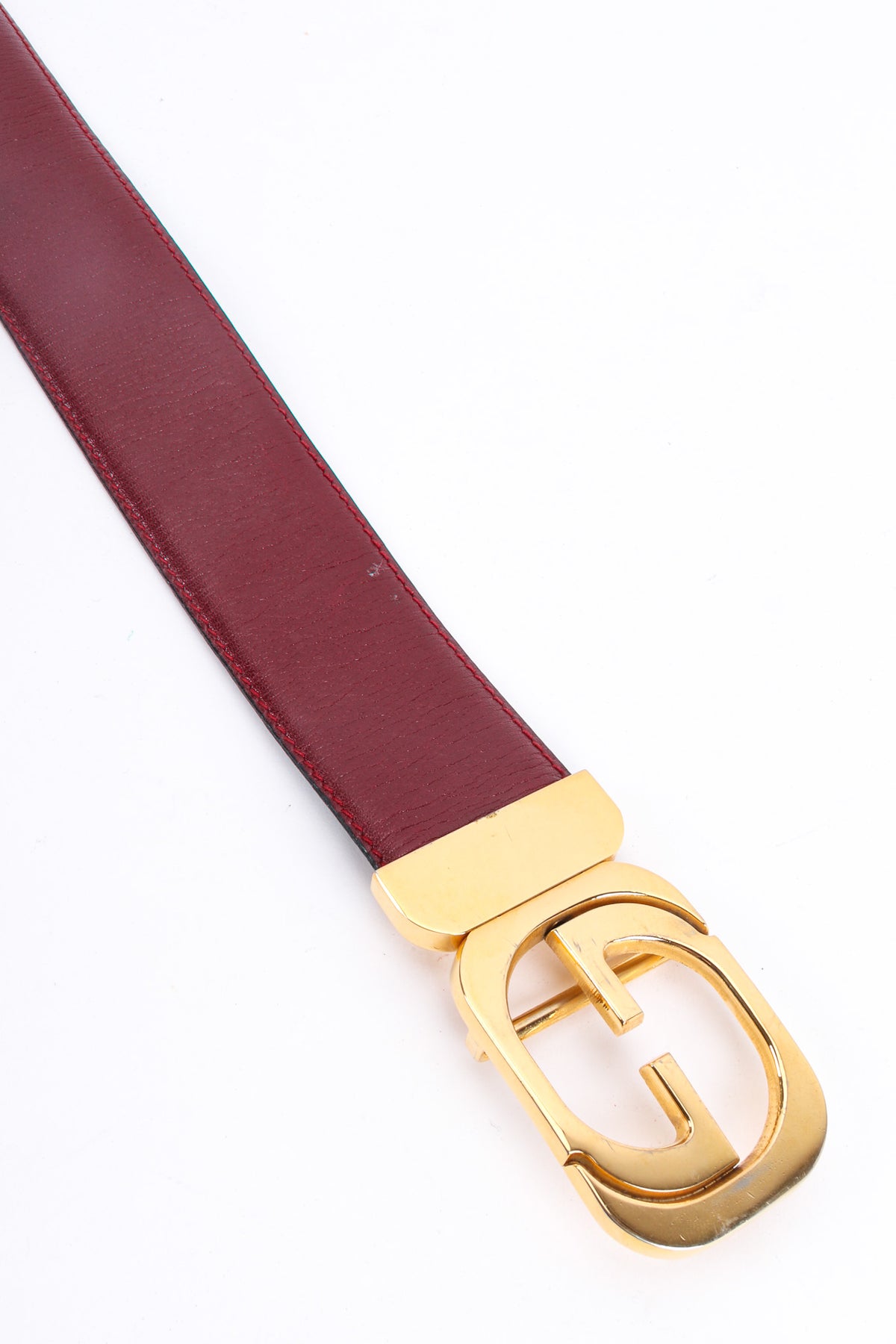 Vintage Women’s Gucci Belt Burgundy Gold Buckle Gg buckle leather belt Gucci Burgundy size S International  main image 4
