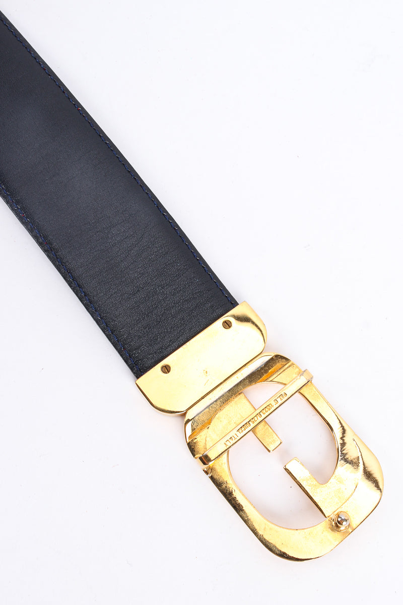 Vintage Gucci Logo Buckle Leather Belt back buckle @ Recess LA